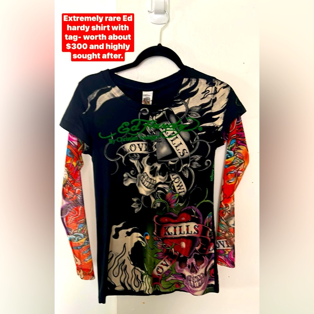 NWT Ed Hardy mesh Tattoo Sleeve T-Shirt Size Sm,Very RARE,new with original tags